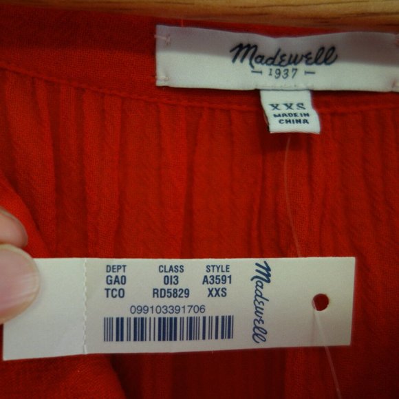 boho peasant tunic red top blouse popover XXS XS - Picture 10 of 12